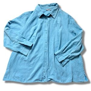 Catherines Blue Suede Button‑Up – XL | Soft‑Neutral Layering | Minimalist